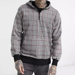 Another Influence Set Half Zip Hoodie in Prince of Wales Plaid - NWT